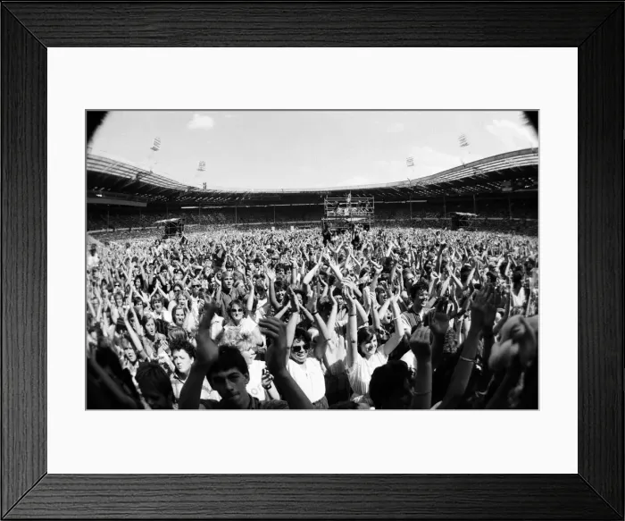 Framed Print : Fans at the Summer of 84'concert at Wembley Stadium Framed Print : Fans at the Summer of 84'concert at Wembley Stadium