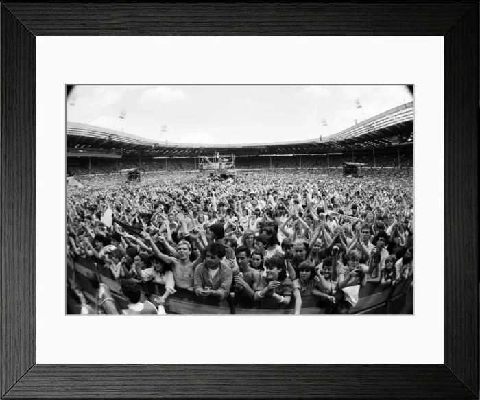 Framed Print : Fans at the Summer of 84'concert at Wembley Stadium Framed Print : Fans at the Summer of 84'concert at Wembley Stadium