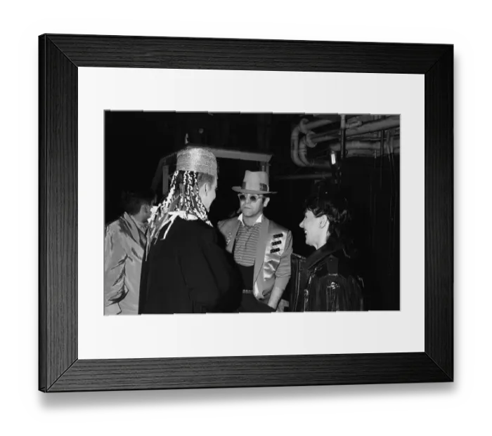 Framed Print : Singer Boy George with Elton John during the Culture Club concert at Wembley