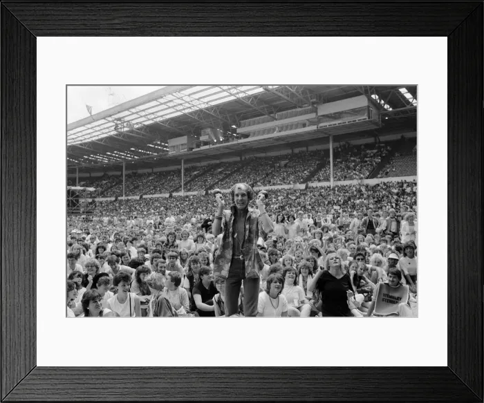 Framed Print : Fans at the Summer of 84'concert at Wembley Stadium Framed Print : Fans at the Summer of 84'concert at Wembley Stadium