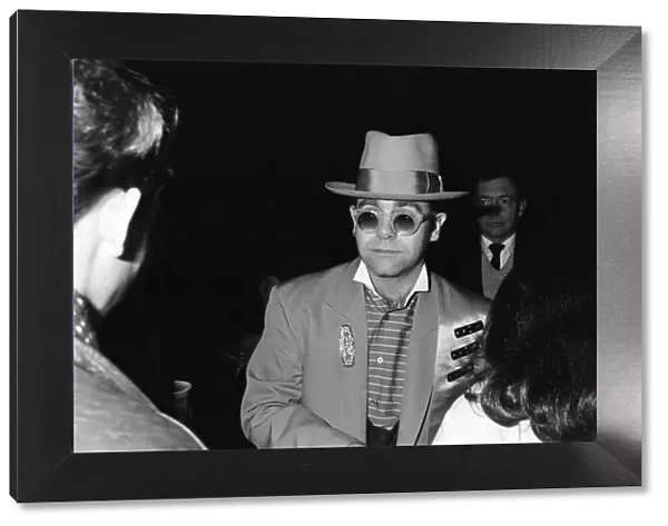 Singer Elton John pictured during a Culture Club concert at Wembley. 22nd December 1984