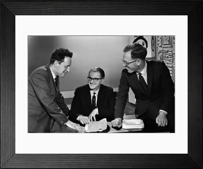 Framed Print : Robert Cant, in the middle, during TV University filming. 3rd September 1964