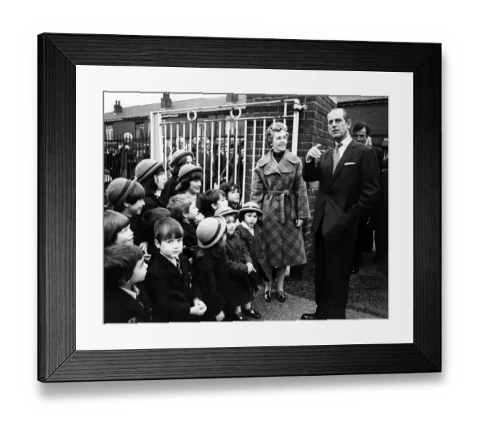Framed Print : Prince Philip, Duke of Edinburgh Bury School, Greater Manchester. 18th November 1976