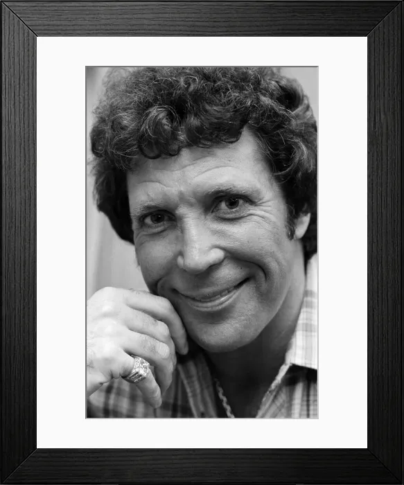 Framed Print : Tom Jones in concert in America. Pictured relaxing backstage. April 1983 Framed Print : Tom Jones in concert in America. Pictured relaxing backstage. April 1983
