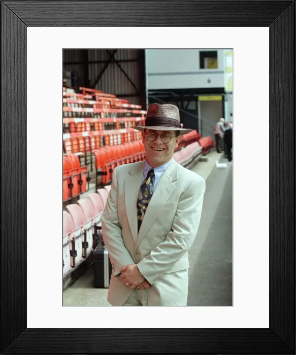Framed Print : Singer Elton John is back at Watford promising to do what he can to lift the Second Framed Print : Singer Elton John is back at Watford promising to do what he can to lift the Second