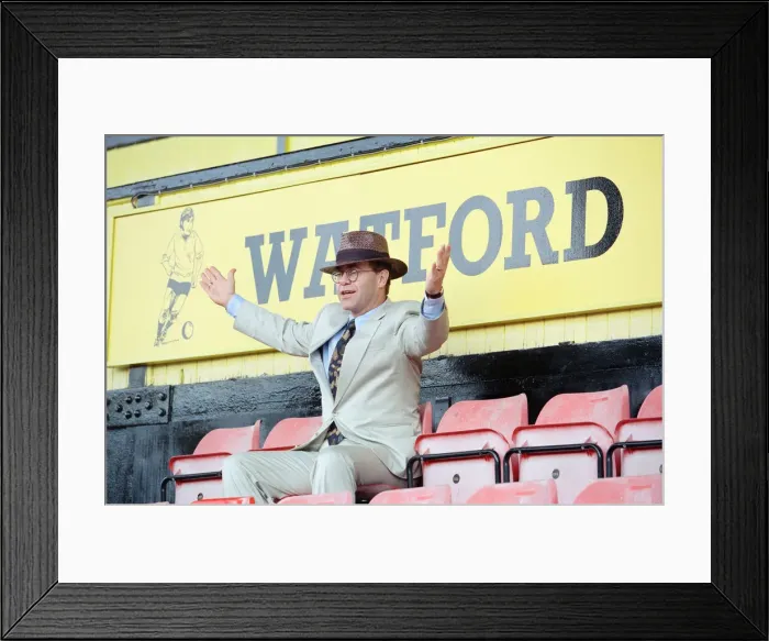 Framed Print : Singer Elton John is back at Watford promising to do what he can to lift the Second