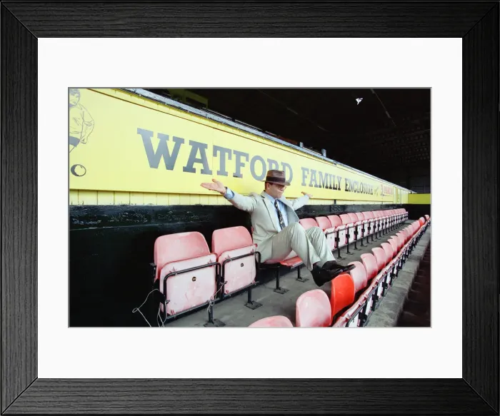 Framed Print : Singer Elton John is back at Watford promising to do what he can to lift the Second Framed Print : Singer Elton John is back at Watford promising to do what he can to lift the Second