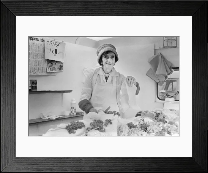 Framed Print : South Bank market tripe stall. Circa 1971 Framed Print : South Bank market tripe stall. Circa 1971