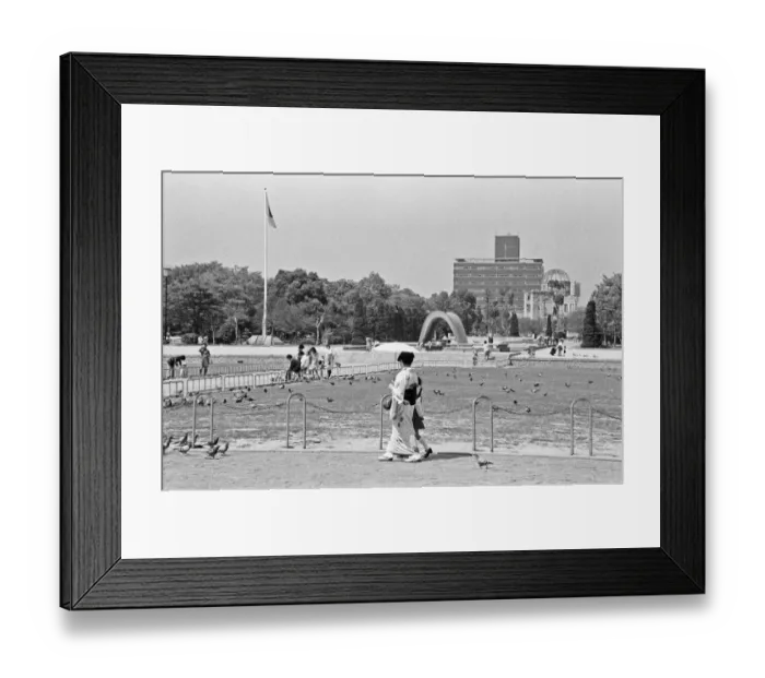 Framed Print : The Peace Memorial Park in Hiroshima which commemorates the 1945 dropping of the first