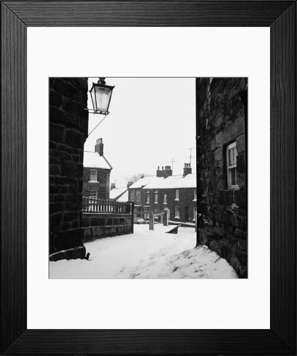 Framed Print : First snow of the winter at Castleton, Cleveland. 1971 Framed Print : First snow of the winter at Castleton, Cleveland. 1971