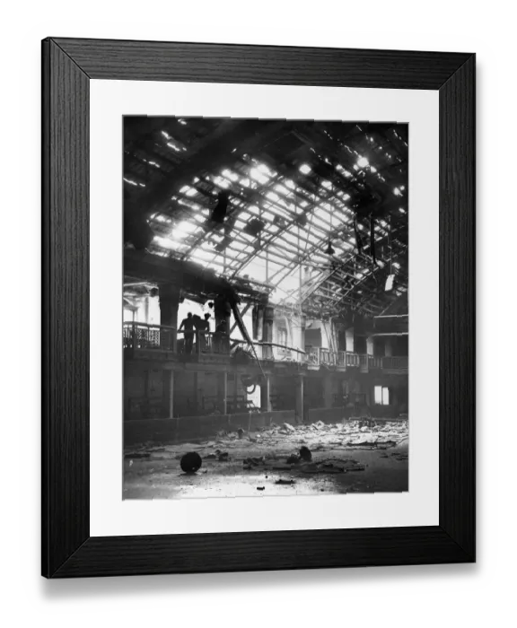 Framed Print : Palace Ice Rink, Liverpool, after damage caused during last nights raid Framed Print : Palace Ice Rink, Liverpool, after damage caused during last nights raid