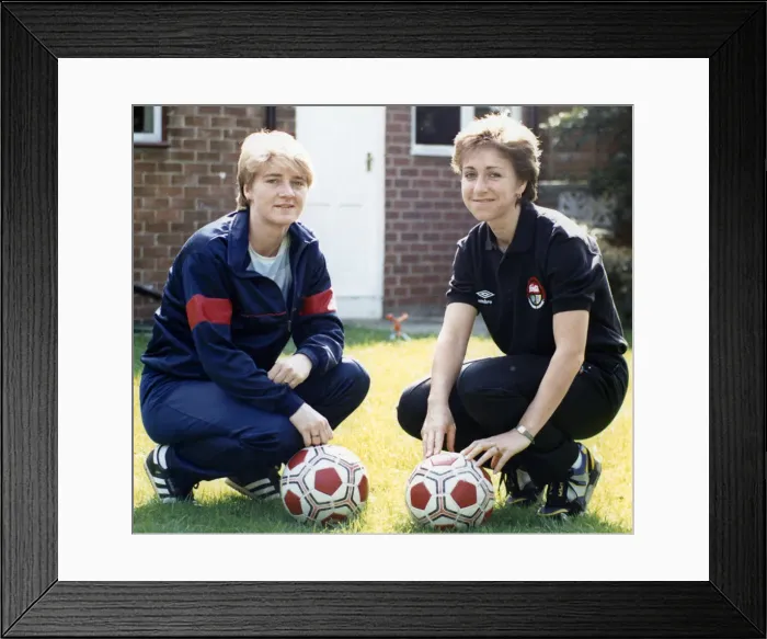 Framed Print : Middlesbrough ladies footballer Marrie Wieczorek (right) and teammate pose for the camera Framed Print : Middlesbrough ladies footballer Marrie Wieczorek (right) and teammate pose for the camera