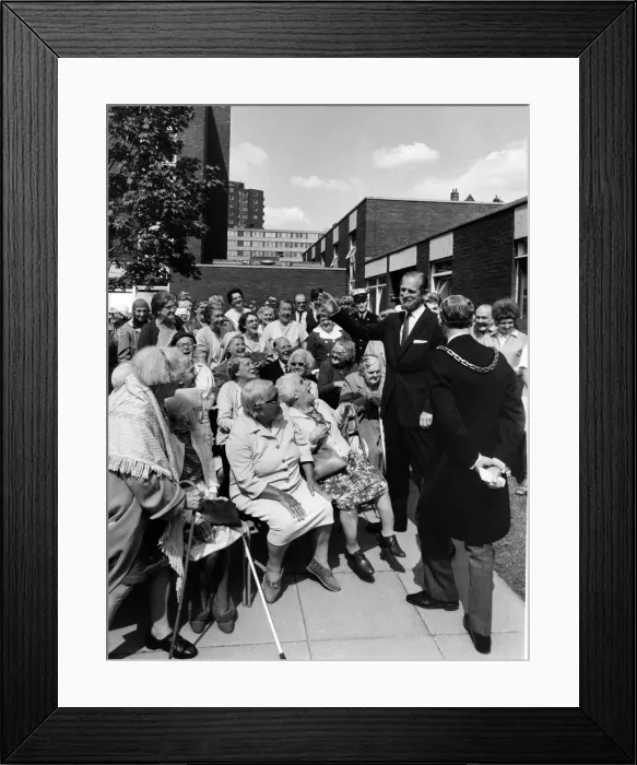 Framed Print : Prince Philip, Duke of Edinburgh visits Salford. 17th July 1971