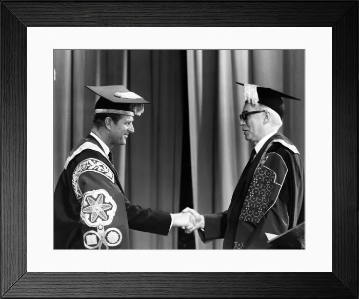 Framed Print : Prince Philip, Duke of Edinburgh and the Vice Chancellor of Salford University Dr