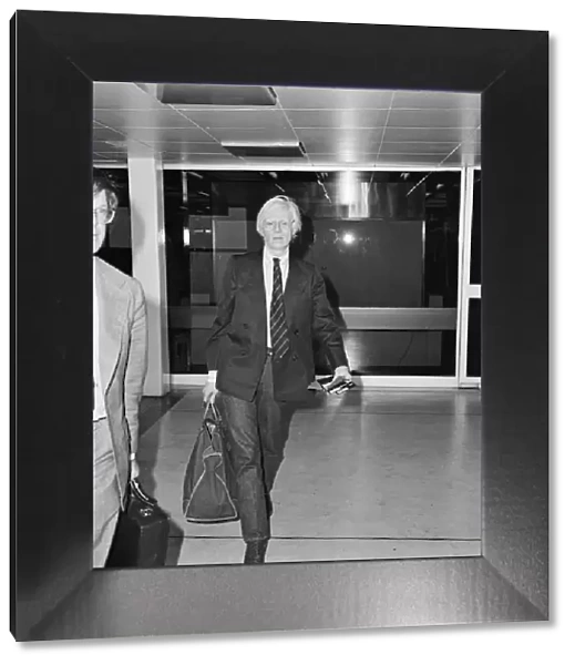 Andy Warhol leaving Heathrow Airport for New York, flying on Concorde