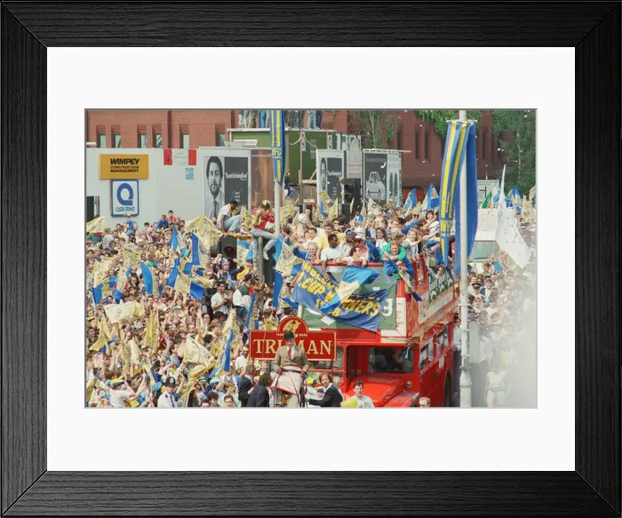 Framed Print : The Wimbledon Football Team, FA Cup Winners 1988 pictured during their victorious Framed Print : The Wimbledon Football Team, FA Cup Winners 1988 pictured during their victorious