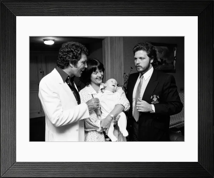 Framed Print : Tom Jones with his grandson Alexander, aged eleven months Framed Print : Tom Jones with his grandson Alexander, aged eleven months