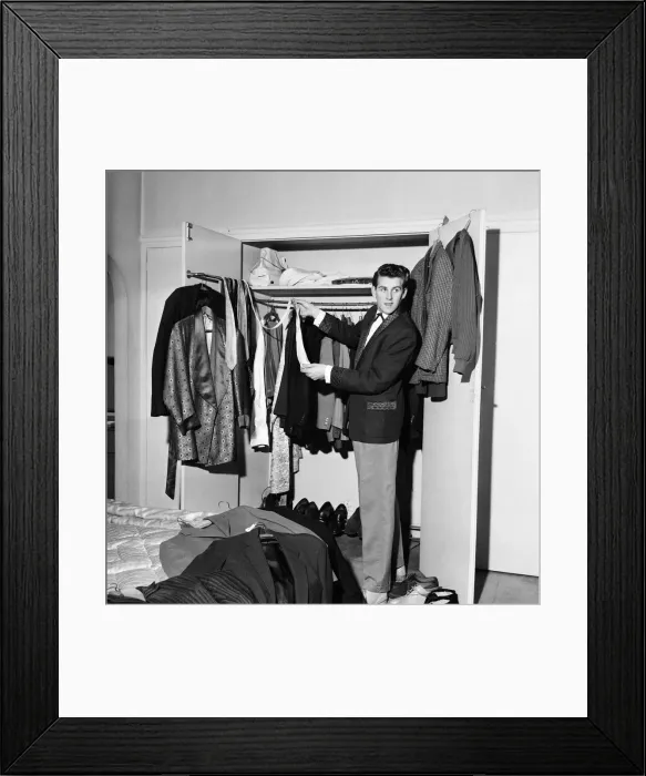 Framed Print : Rock and roll singer Vince Eager shows off his fabulous wardrobe. 5th April 1959 Framed Print : Rock and roll singer Vince Eager shows off his fabulous wardrobe. 5th April 1959