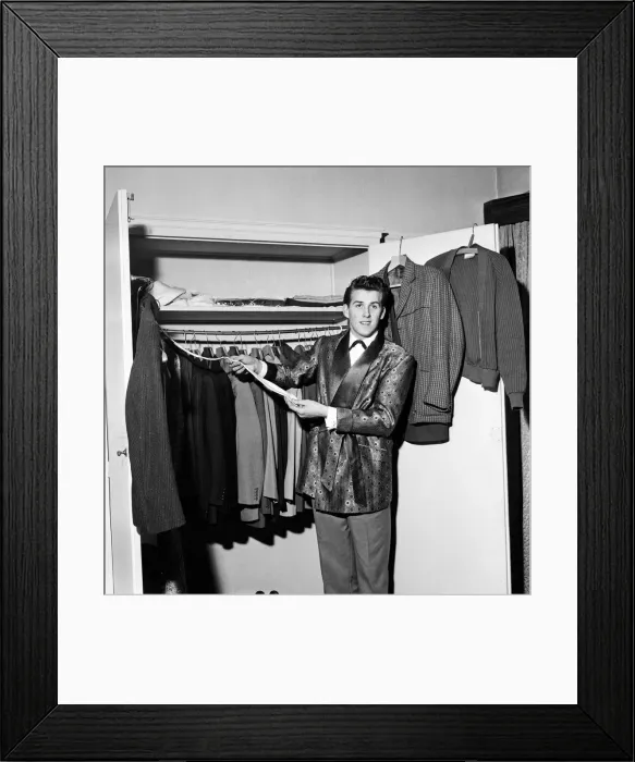 Framed Print : Rock and roll singer Vince Eager shows off his fabulous wardrobe. 5th April 1959 Framed Print : Rock and roll singer Vince Eager shows off his fabulous wardrobe. 5th April 1959