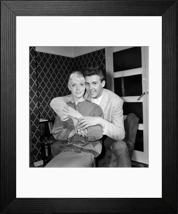 Framed Print : Rock and roll singer Vince Eager with his fiance Hazel Kendal, 20