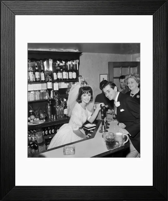 Framed Print : The wedding of John Kennedy to model Paula Noble. They are married at St James Framed Print : The wedding of John Kennedy to model Paula Noble. They are married at St James