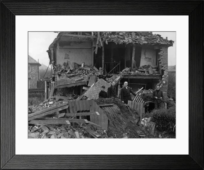 Framed Print : Remarkable escape for occupants of these two shelters, when one home was completely