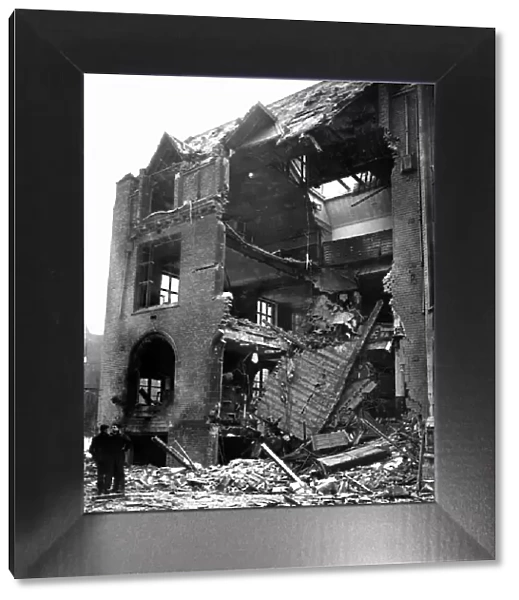 Engineering Laboratory of Liverpool University, severely damaged by a bomb during last