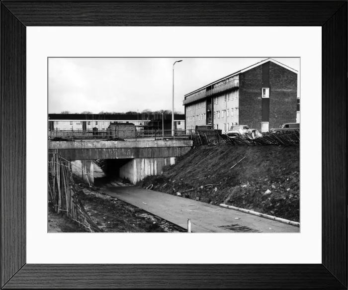 Framed Print : Cantril Farm Estate, Knowsley, Merseyside. The first of eight subways which are being Framed Print : Cantril Farm Estate, Knowsley, Merseyside. The first of eight subways which are being