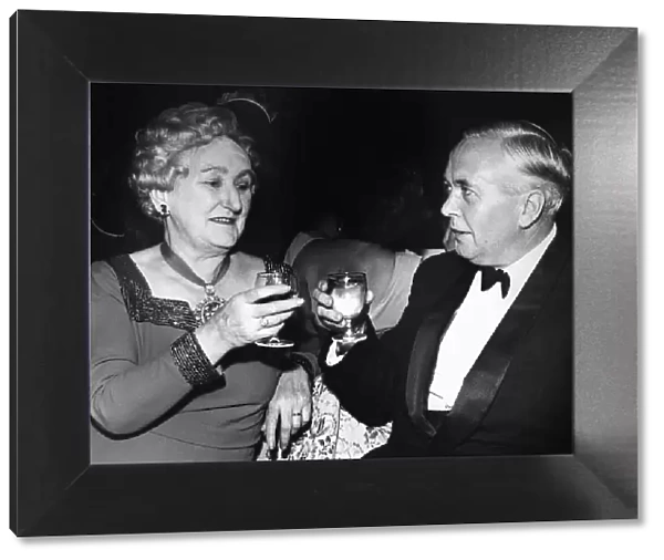 Prime Mister Harold Wilson toasting with the Lord Mayor of Liverpool, Mrs Ethel Wormald