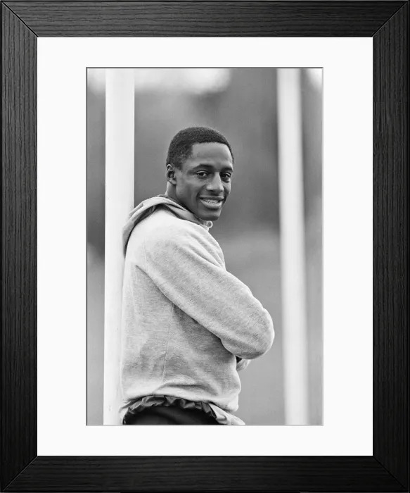 Framed Print : John Fashanu, pictured during a training session for Wimbledon Football Club Framed Print : John Fashanu, pictured during a training session for Wimbledon Football Club