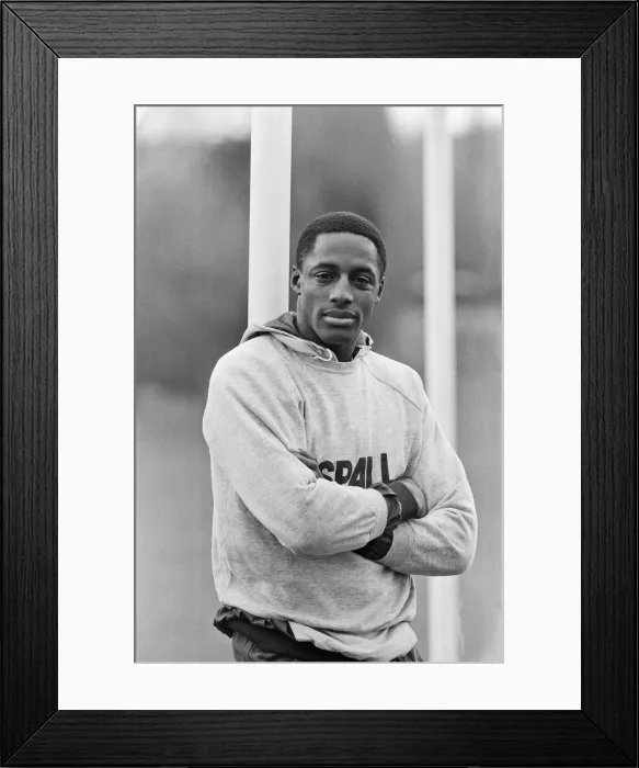 Framed Print : John Fashanu, pictured during a training session for Wimbledon Football Club Framed Print : John Fashanu, pictured during a training session for Wimbledon Football Club