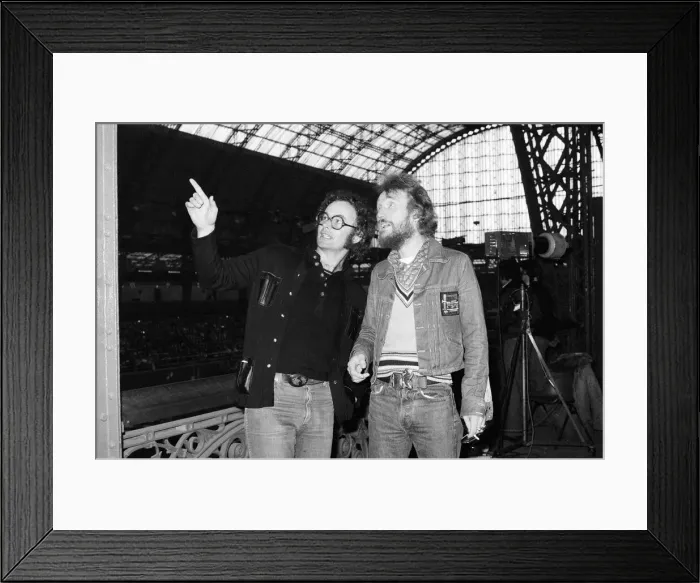 Framed Print : Ginger Baker (right), Drummer and founder of the rock band Cream, with Mel Bush Framed Print : Ginger Baker (right), Drummer and founder of the rock band Cream, with Mel Bush