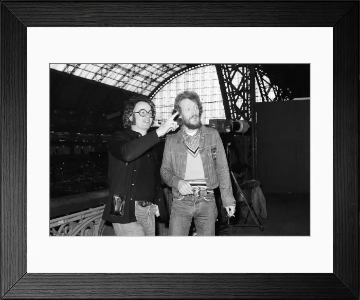 Framed Print : Ginger Baker (right), Drummer and founder of the rock band Cream, with Mel Bush Framed Print : Ginger Baker (right), Drummer and founder of the rock band Cream, with Mel Bush
