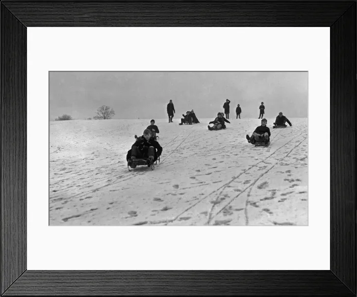 Framed Print : Children enjoying the snow in a Bristol park 31st December 1961 Framed Print : Children enjoying the snow in a Bristol park 31st December 1961