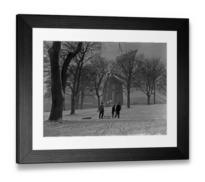 Framed Print : Friends pulling their sledges up Sion Hill, Clifton, Bristol. 1st January 1962 Framed Print : Friends pulling their sledges up Sion Hill, Clifton, Bristol. 1st January 1962