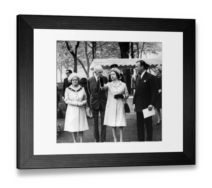 Framed Print : Queen Elizabeth II visits the Bridgewater Canal, Lancashire. 17th May 1968 Framed Print : Queen Elizabeth II visits the Bridgewater Canal, Lancashire. 17th May 1968