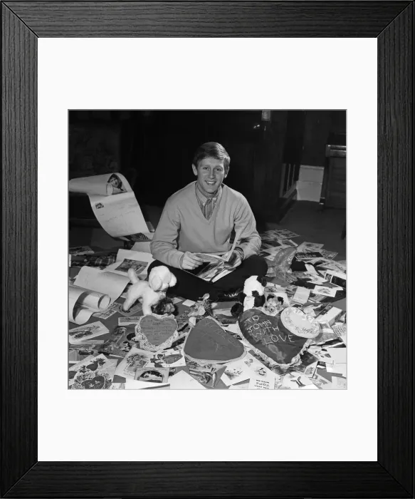 Framed Print : Actor and singer John Leyton with his birthday cards from his fan club