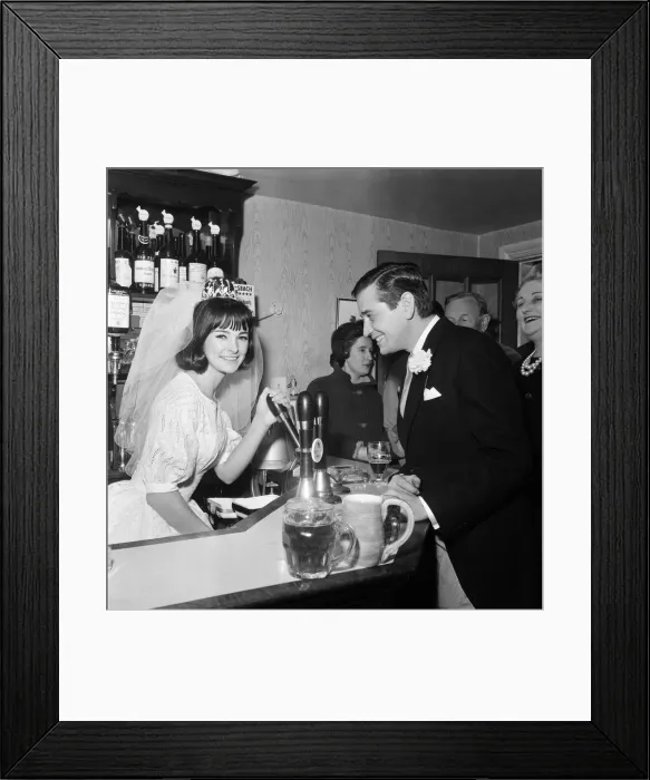 Framed Print : The wedding of John Kennedy to model Paula Noble. They are married at St James