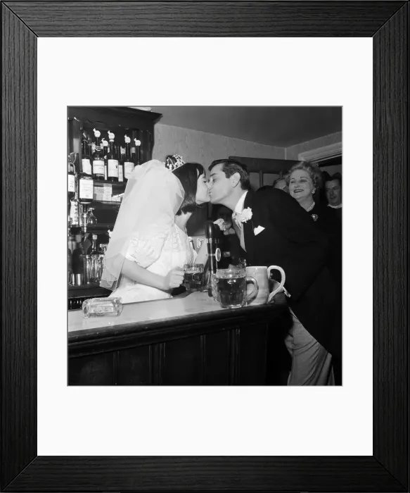 Framed Print : The wedding of John Kennedy to model Paula Noble. They are married at St James Framed Print : The wedding of John Kennedy to model Paula Noble. They are married at St James