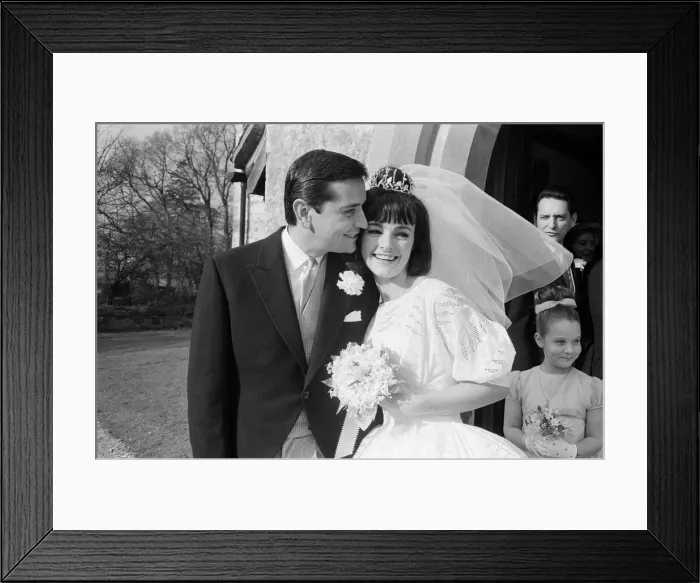 Framed Print : The wedding of John Kennedy to model Paula Noble. They are married at St James Framed Print : The wedding of John Kennedy to model Paula Noble. They are married at St James
