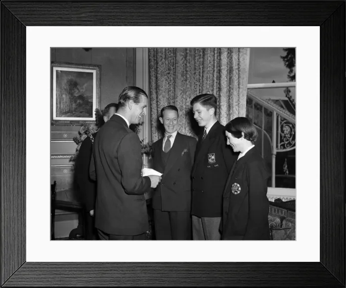 Framed Print : Prince Philip, Duke of Edinburgh at a pillar box presentation. 6th November 1953 Framed Print : Prince Philip, Duke of Edinburgh at a pillar box presentation. 6th November 1953