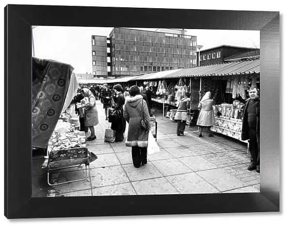 Ageneral scene at Kirkby market, Merseyside. Circa 1978