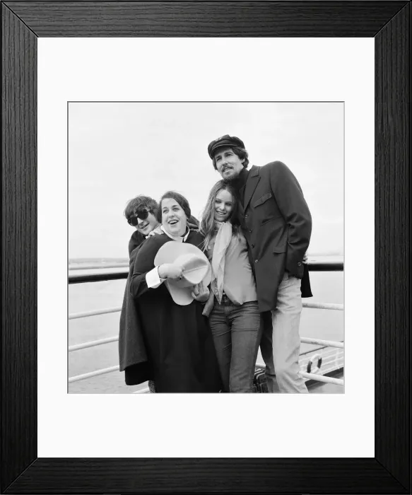 Framed Print : The Mamas and the Papas, American folk rock vocal group, just arrived from New York Framed Print : The Mamas and the Papas, American folk rock vocal group, just arrived from New York