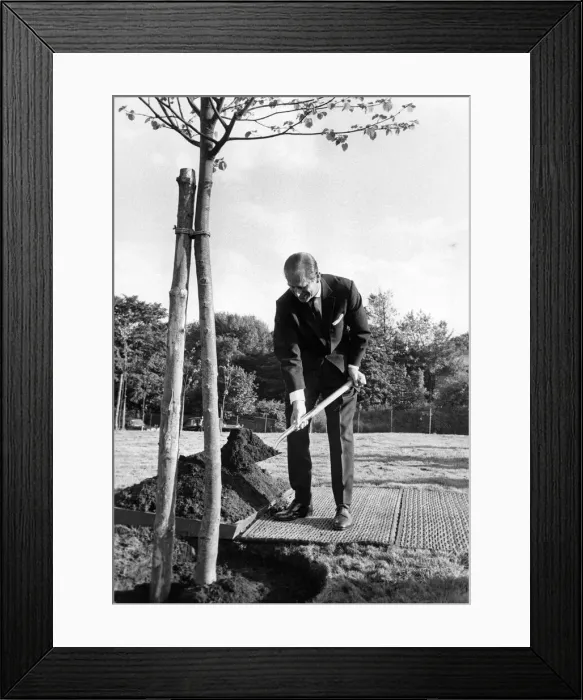 Framed Print : Prince Philip, Duke of Edinburgh at the Cheetham and Crumpsall model allotments in