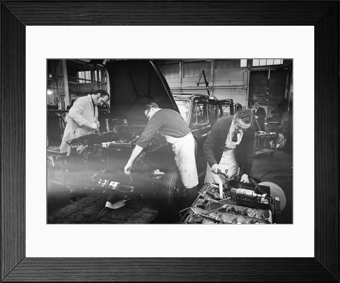 Framed Print : Carbodies factory, producing The London Taxi. The London Taxi Company was a taxi Framed Print : Carbodies factory, producing The London Taxi. The London Taxi Company was a taxi