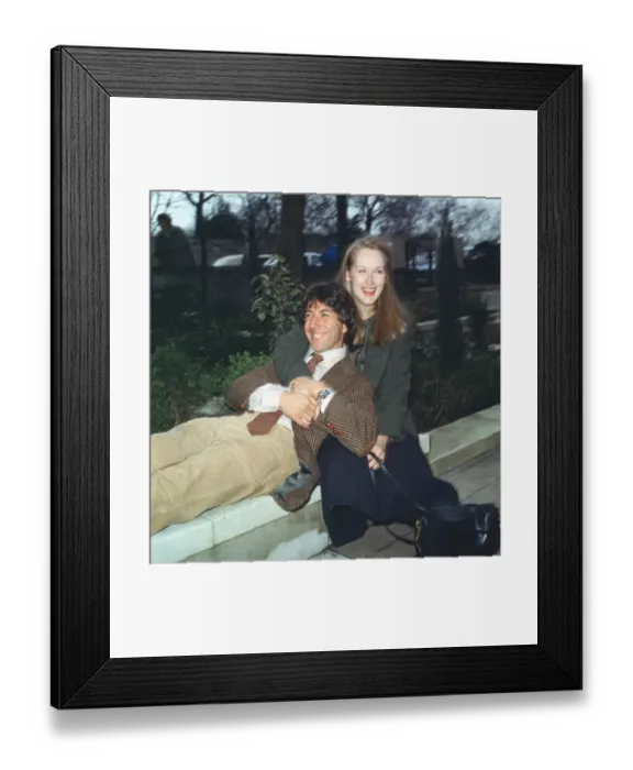 Framed Print : Actor Dustin Hoffman with actress Meryl Streep who star together in the film Framed Print : Actor Dustin Hoffman with actress Meryl Streep who star together in the film