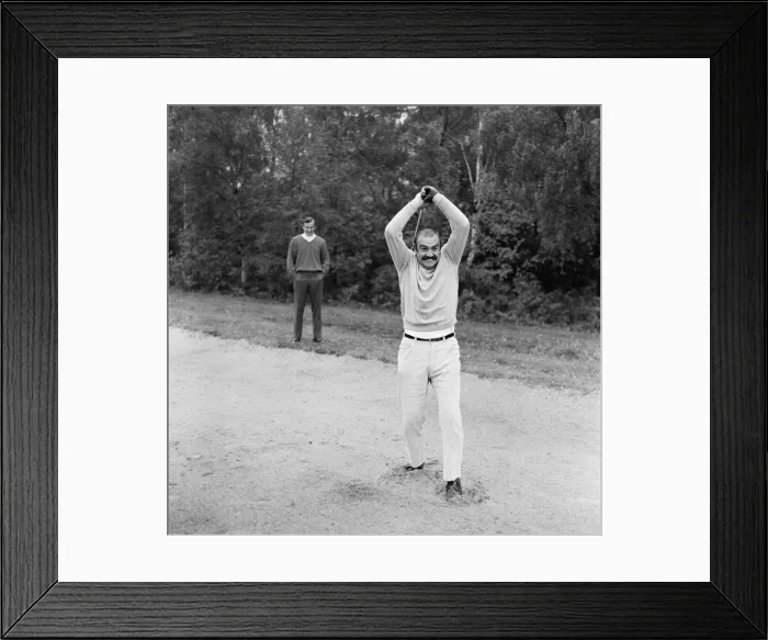Framed Print : Ted Dexter and Sean Connery playing golf at Coombe Hill Golf course. 25th October 1968 Framed Print : Ted Dexter and Sean Connery playing golf at Coombe Hill Golf course. 25th October 1968