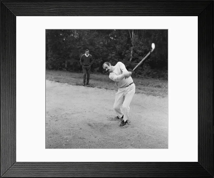 Framed Print : Ted Dexter and Sean Connery playing golf at Coombe Hill Golf course. 25th October 1968 Framed Print : Ted Dexter and Sean Connery playing golf at Coombe Hill Golf course. 25th October 1968
