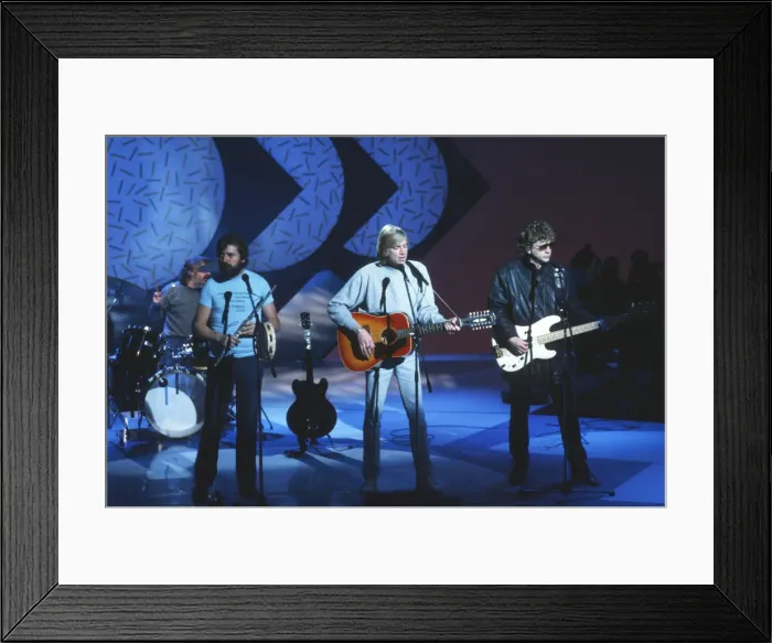 Framed Print : The Moody Blues, performing on a television show in The United Kingdom in 1984