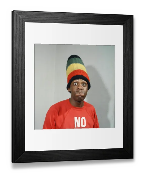 Framed Print : Lenny Henry. Pictured in 1984, wearing his Rastacap Framed Print : Lenny Henry. Pictured in 1984, wearing his Rastacap